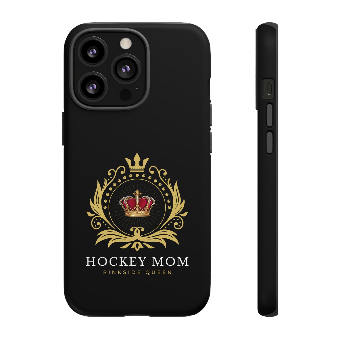 Rinkside Queen phone case - GoBoi Store - Every hockey queen deserves a crown – and our phone cases are fit for royalty. Reveal your zeal. With style like this, ruling the rink is just the beginning. Materials: 100% polycarbonate (shell), 100% TPU (lining) Dual layer case for extra durability and protection Supports wireless charging (not including MagSafe) Stylish matte finish Clear, open ports for connectivity