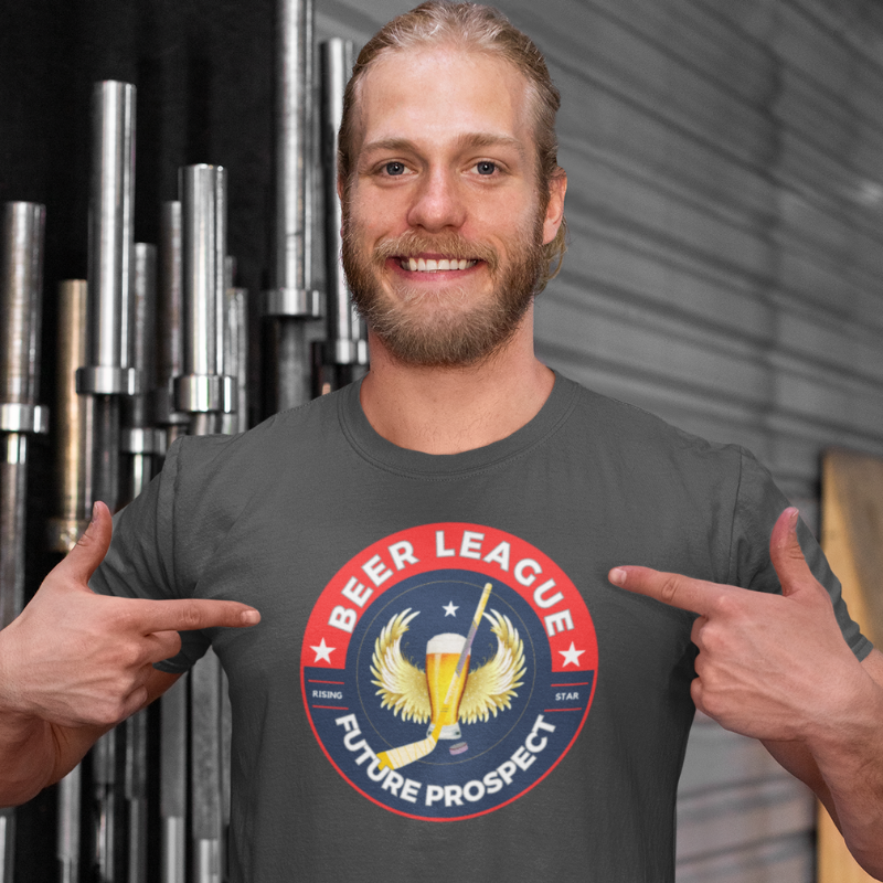 Beer League tee - GoBoi Store - Despite not quite making it to the NHL, they take their love for the sport seriously, embodying the true essence of hockey with every game played. Join us in honoring these relentless warriors who never give up on their dreams. We’re gonna make you an offer you can’t refuse: the best 100% cotton tee you’ve ever tried. Pre-shrunk fabric? Check. Side-seamed construction? Check. Best fit ever? Double check.
