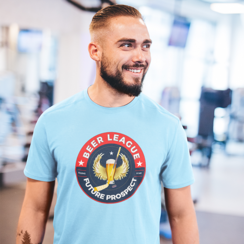 Beer League tee - GoBoi Store - Despite not quite making it to the NHL, they take their love for the sport seriously, embodying the true essence of hockey with every game played. Join us in honoring these relentless warriors who never give up on their dreams. We’re gonna make you an offer you can’t refuse: the best 100% cotton tee you’ve ever tried. Pre-shrunk fabric? Check. Side-seamed construction? Check. Best fit ever? Double check.