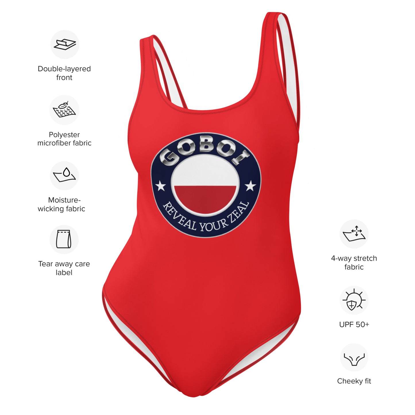 GoBoi Logo swimsuit - GoBoi Store - GoBoi Logo swimsuit – where class meets cheekiness in the perfect blend of style and sass. This one-piece swimsuit for all figures will bring out your best features. Enjoy the smooth fabric and the flattering design, and show it off by the sea or pool!