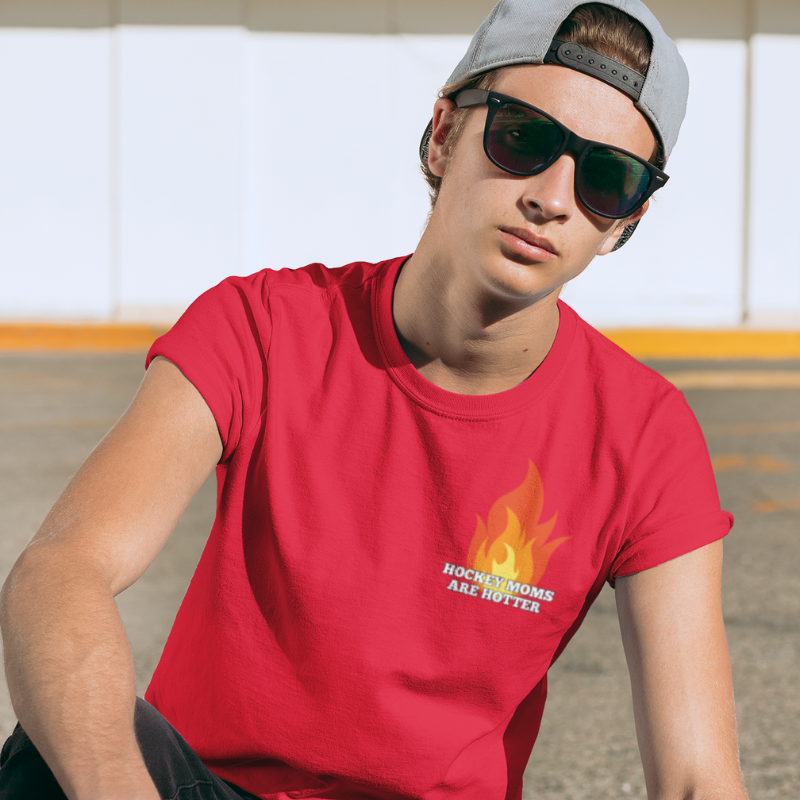 Hockey Moms Are Hotter tee - GoBoi Store - For all who love and admire these hot creatures, join us in honoring the fierce and fabulous Hockey Moms who bring the heat to every game.