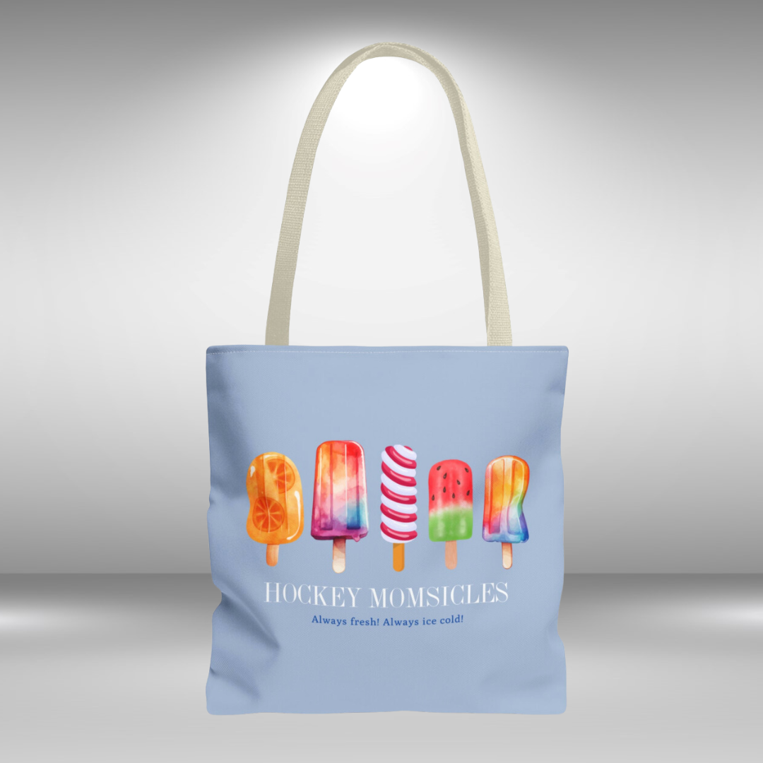 Hockey Momsicles tote bag, blue - GoBoi Store - Raise your gloves in admiration to Hockey Momsicles – the super cute and cool leaders of the frozen domain!