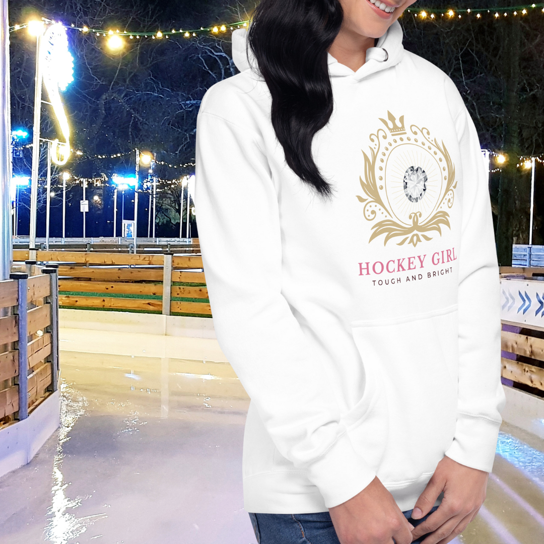 Hockey Girl hoodie - GoBoi Store - Let's face it, you're the true gems of the rink – and it's high time the world recognized your shining brilliance! This hoodie is made with a thick blend of cotton and polyester, it feels plush, soft and warm, a perfect choice for any cold day.