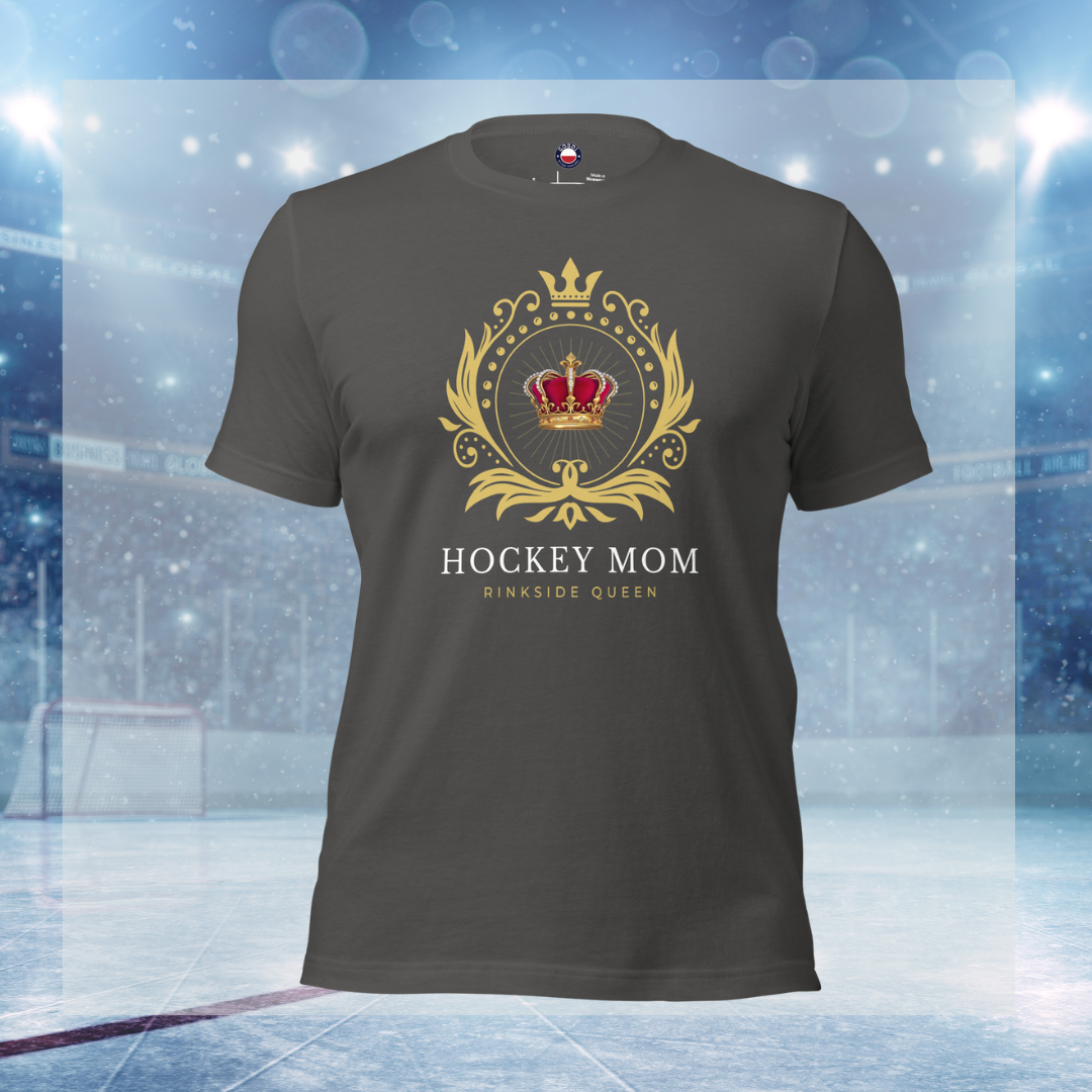 Rinkside Queen t-shirt - GoBoi Store - Step into the spotlight with our Rinkside Queen collection – a tribute to the indomitable spirit of hockey moms everywhere. Everyone needs the perfect t-shirt to complement an everyday, laid-back look. The ideal top for so many occasions, this lightweight cotton tee will keep you comfy and looking smart.