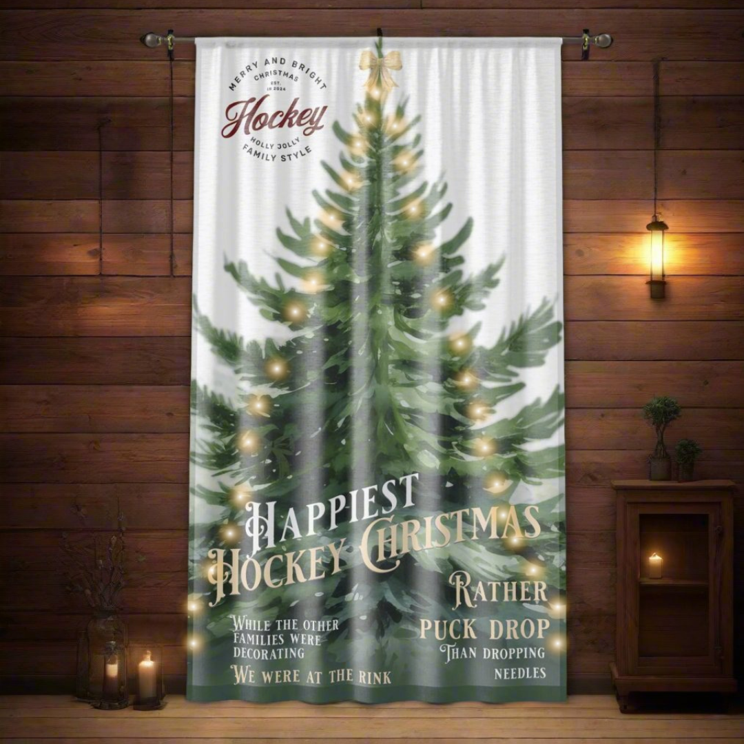 Hockey Christmas Window Curtain - Home Decor - GoBoi Store