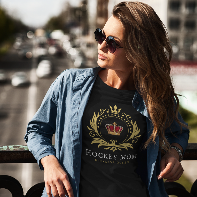 Rinkside Queen t-shirt - GoBoi Store - Step into the spotlight with our Rinkside Queen collection – a tribute to the indomitable spirit of hockey moms everywhere. Everyone needs the perfect t-shirt to complement an everyday, laid-back look. The ideal top for so many occasions, this lightweight cotton tee will keep you comfy and looking smart.