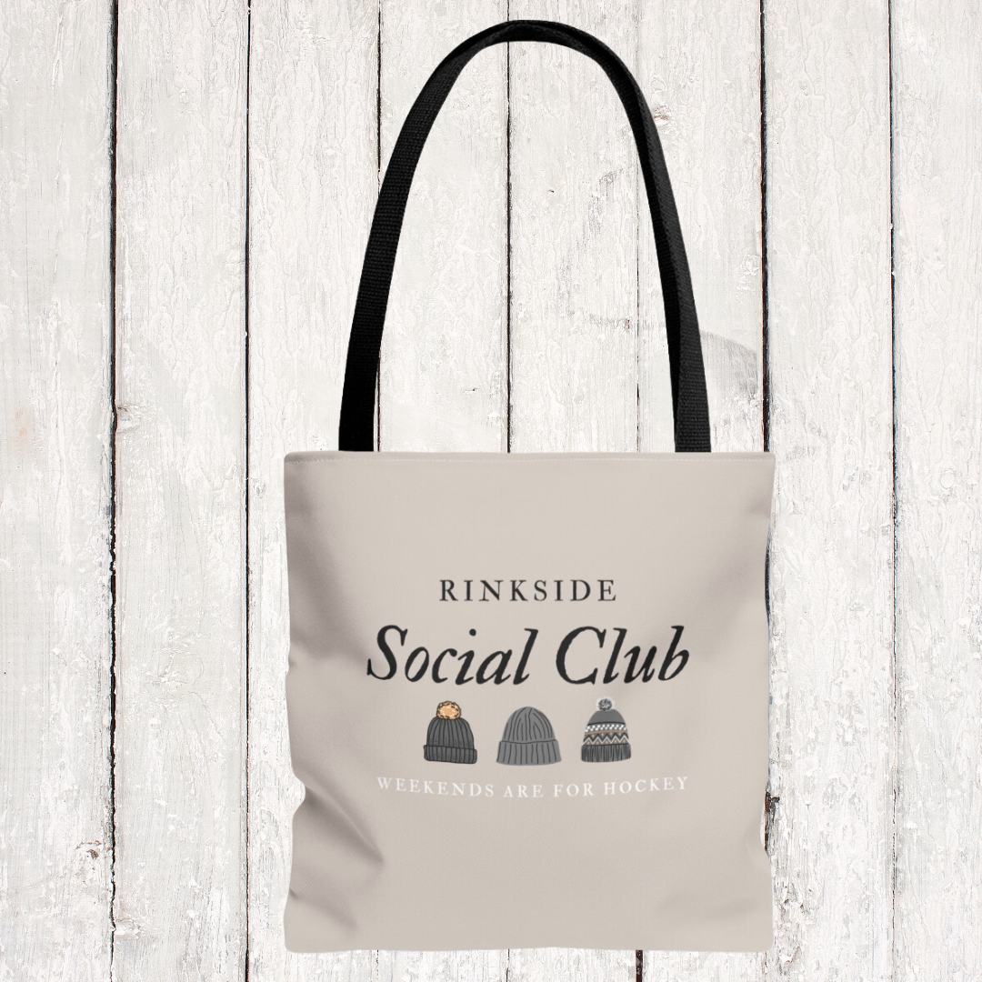 Social Club tote bag - GoBoi Store - Welcome to the Rinkside Social Club! Join us in the heart of the hockey community, where friendships are forged and memories are made.
