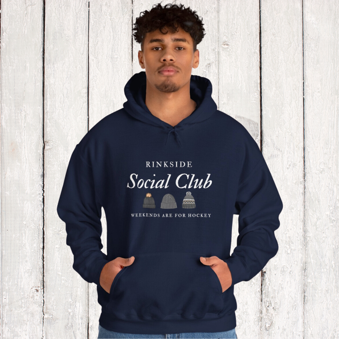 Social Club hoodie - GoBoi Store - Welcome to the Rinkside Social Club where the rink is more than just a place – it's a way of life! We understand that for you, the rink is more than just a place – it's the heart of the arena community! It's where lifelong friendships are forged and where the purest form of athletic life unfolds. This hoodie is made with a thick blend of cotton and polyester, it feels plush, soft and warm, a perfect choice for any cold day.