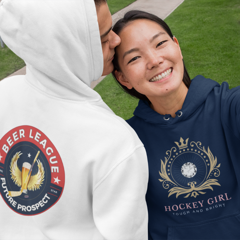 Beer League Future Prospect hoodie - GoBoi Store - We raise a toast to the indomitable spirit of the players who love hockey to the very end. Despite not quite making it to the NHL, they take their love for the sport seriously, embodying the true essence of hockey with every game played. This top quality hoodie feels plush, soft and warm, a perfect choice for any cold day.