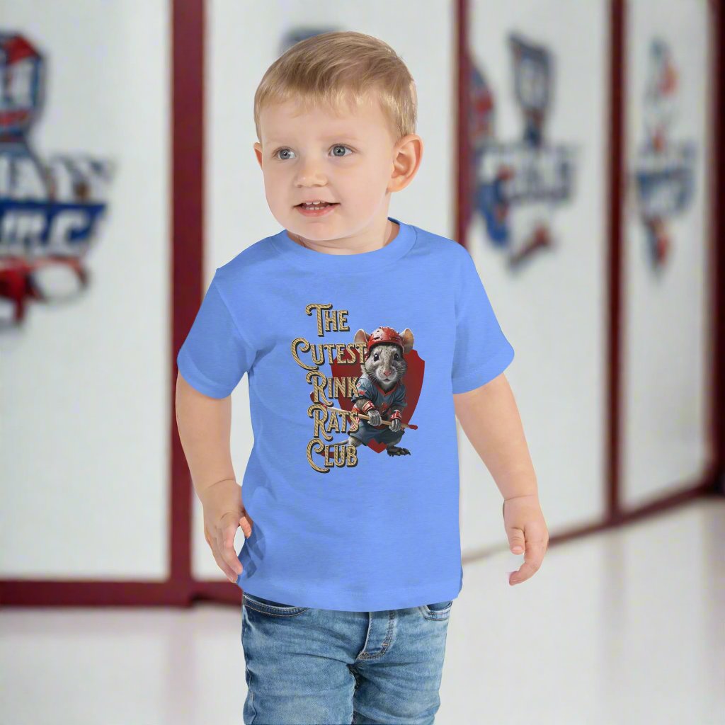 Cutest Rink Rats Club toddler tee - GoBoi Store - Let your toddler do their thing while feeling super comfy and looking extra stylish in this short-sleeve jersey t-shirt from 100% cotton with a unique print. The tee is soft, durable, and bound to become the staple of your toddler's wardrobe.