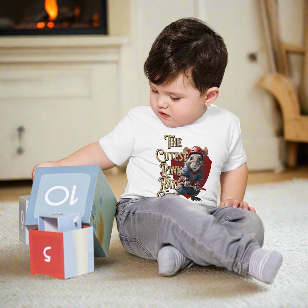 Cutest Rink Rats Club toddler tee - GoBoi Store - Let your toddler do their thing while feeling super comfy and looking extra stylish in this short-sleeve jersey t-shirt from 100% cotton with a unique print. The tee is soft, durable, and bound to become the staple of your toddler's wardrobe.