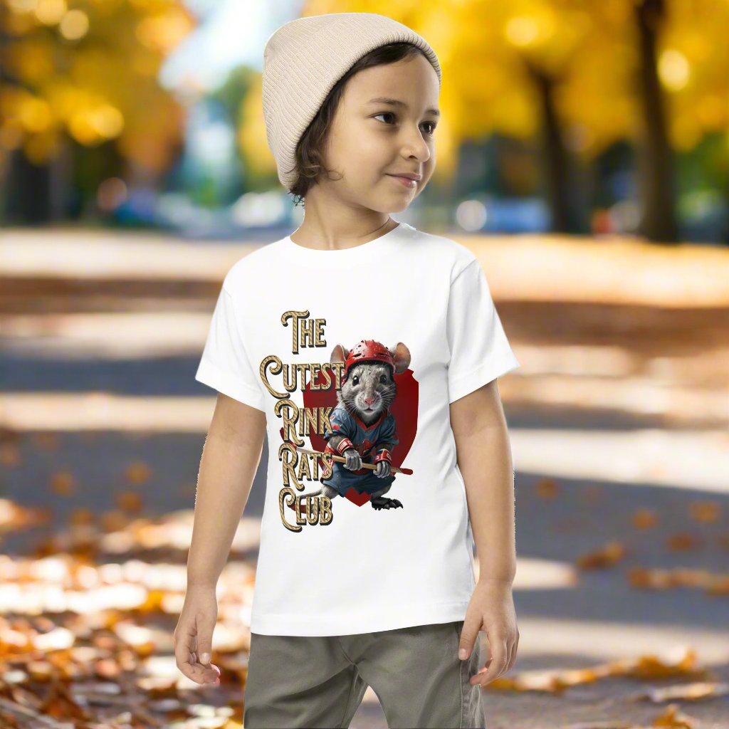 Cutest Rink Rats Club toddler tee - GoBoi Store - Let your toddler do their thing while feeling super comfy and looking extra stylish in this short-sleeve jersey t-shirt from 100% cotton with a unique print. The tee is soft, durable, and bound to become the staple of your toddler's wardrobe.