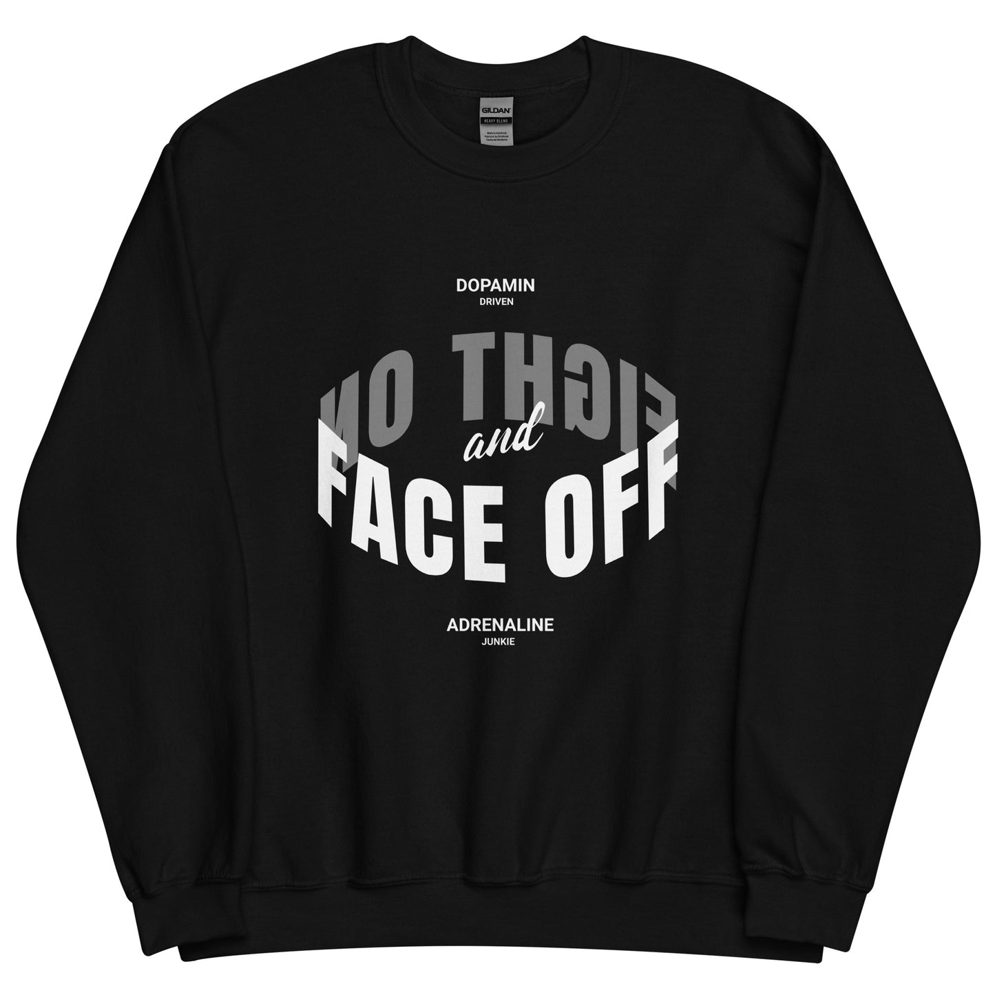 Face Off Sweatshirt - GoBoi Store - A sturdy and warm sweatshirt bound to keep you warm in the colder months. A pre-shrunk, classic fit sweater that’s made with air-jet spun yarn for a soft feel.