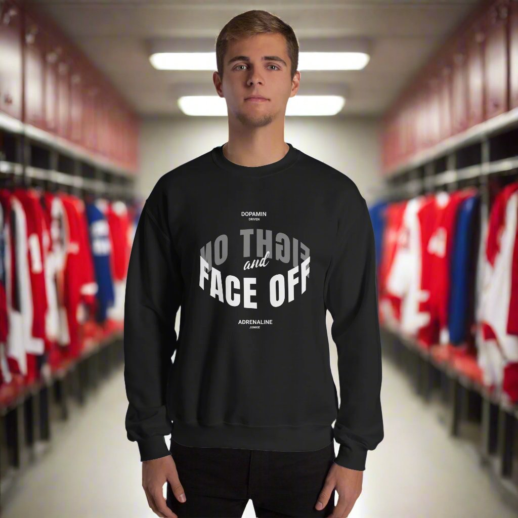 Face Off Sweatshirt - GoBoi Store - A sturdy and warm sweatshirt bound to keep you warm in the colder months. A pre-shrunk, classic fit sweater that’s made with air-jet spun yarn for a soft feel.