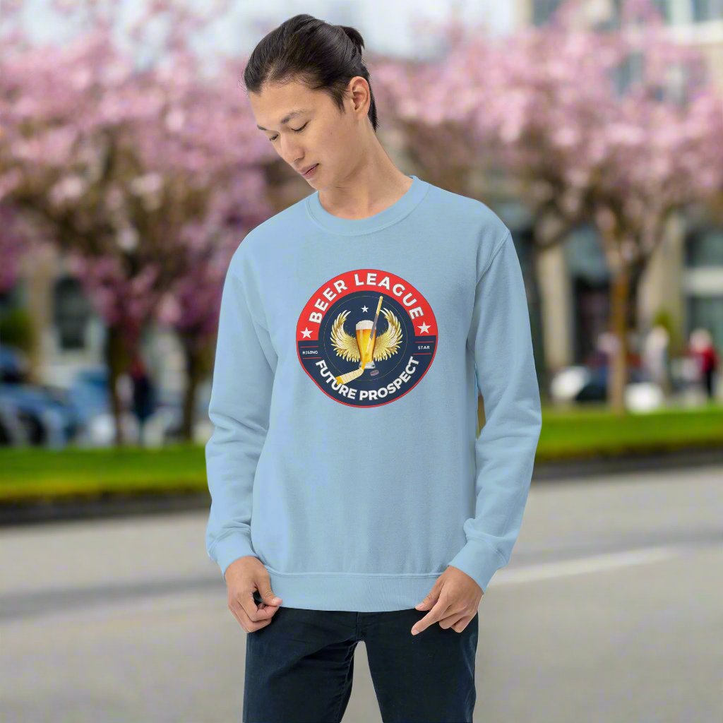 Beer League Sweatshirt - GoBoi Store - Beer League Sweatshirt: Made for those rising stars who honestly live for late nights, laced-up skates, and post-game brews π»π.A sturdy and warm sweatshirt bound to keep you warm in the colder months. A pre-shrunk, classic fit sweater thatβs made with air-jet spun yarn for a soft feel.