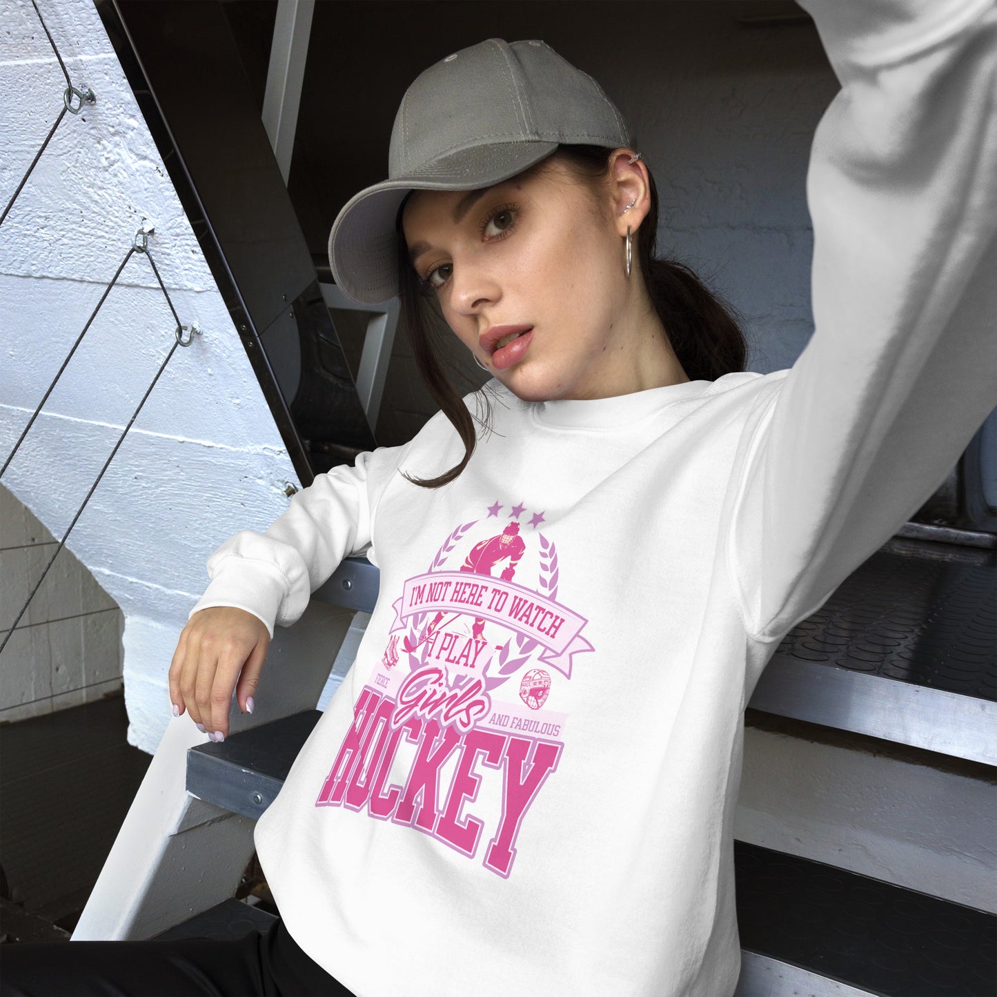 Girls Hockey Sweatshirt - GoBoi Store - Not on the sidelines—she’s here to play. And oh man, does she play with heart!A sturdy and warm sweatshirt bound to keep you warm in the colder months. A pre-shrunk, classic fit sweater that’s made with air-jet spun yarn for a soft feel.