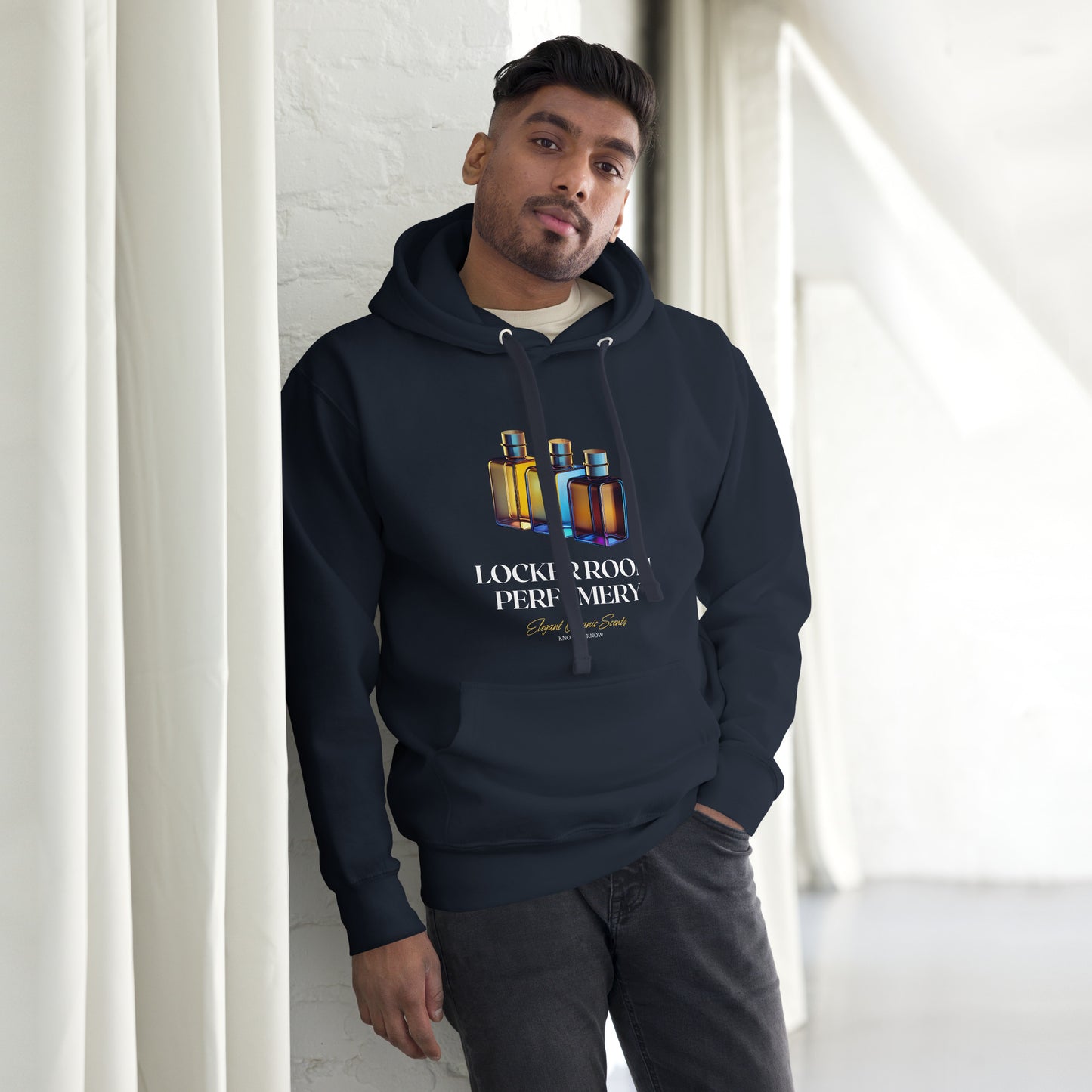 Locker Room Perfumery hoodie - GoBoi Store - Picture it: the smell of excitement mingling with the echoes of cheers and high-fives. That's the aroma of success, my friend. Welcome to Locker Room Perfumery, where every scent tells a story of hard work, passion, and the sweet smell of victory! This hoodie is made with a thick blend of cotton and polyester, it feels plush, soft and warm, a perfect choice for any cold day.