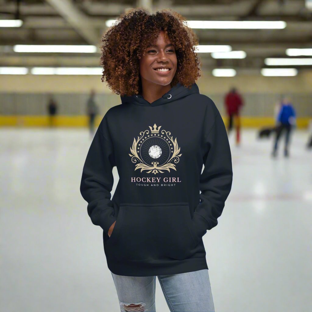 Hockey Girl hoodie - GoBoi Store - Let's face it, you're the true gems of the rink – and it's high time the world recognized your shining brilliance! This hoodie is made with a thick blend of cotton and polyester, it feels plush, soft and warm, a perfect choice for any cold day.
