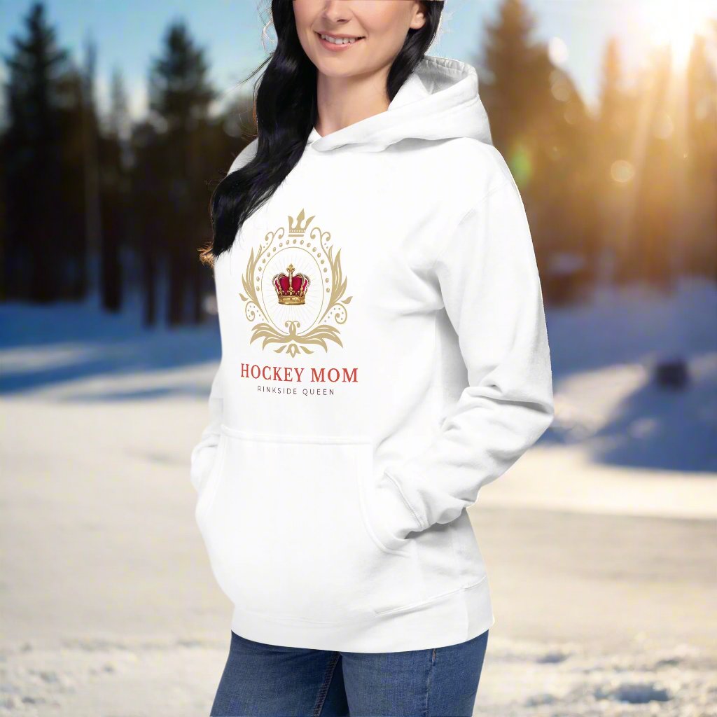Rinkside Queen hoodie - GoBoi Store - Step into the spotlight with our Rinkside Queen collection – a tribute to the indomitable spirit of hockey moms everywhere. With hearts as vast as the ice itself, we stand as pillars of strength and support, our love for the game burning brighter than the arena lights. This top quality hoodie feels plush, soft and warm, a perfect choice for any cold day.