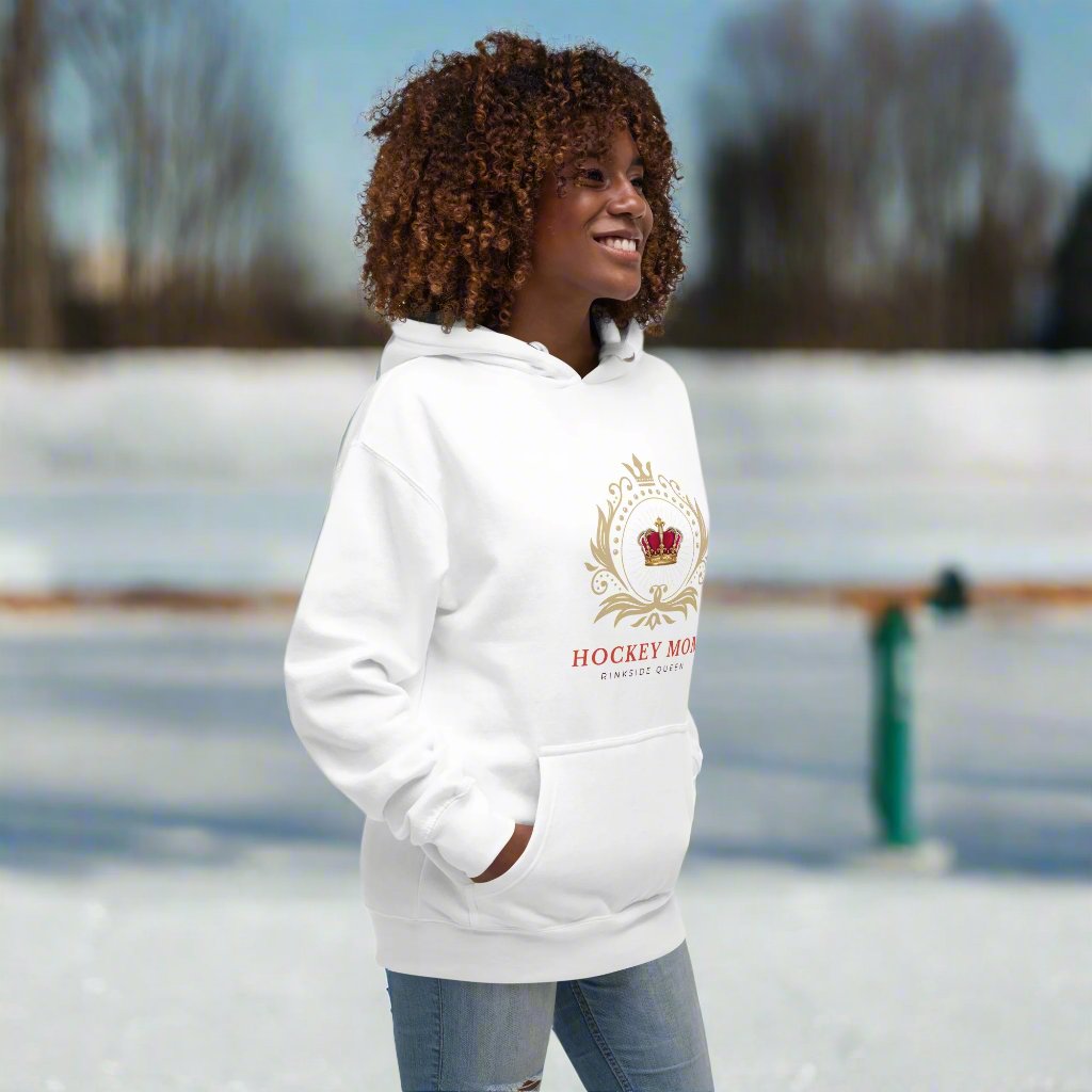 Rinkside Queen hoodie - GoBoi Store - Step into the spotlight with our Rinkside Queen collection – a tribute to the indomitable spirit of hockey moms everywhere. With hearts as vast as the ice itself, we stand as pillars of strength and support, our love for the game burning brighter than the arena lights. This top quality hoodie feels plush, soft and warm, a perfect choice for any cold day.