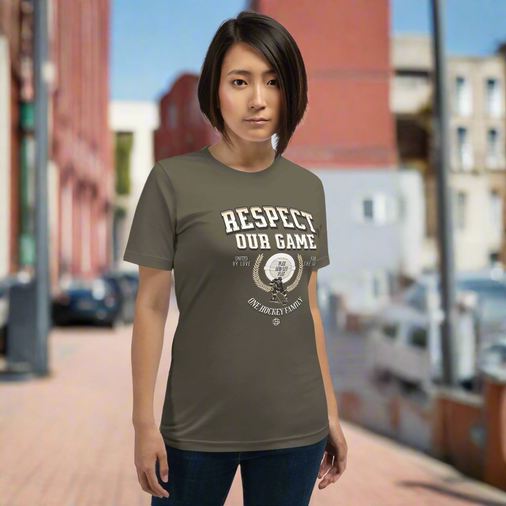 Respect Our Game tee - GoBoi Store - Show your love for the sport with this powerful statement tee! It’s a reminder to respect the game and all who play it, even when the competition gets fierce. This t-shirt is everything you've dreamed of and more. It feels soft and lightweight, with the right amount of stretch. It's comfortable and flattering for all.