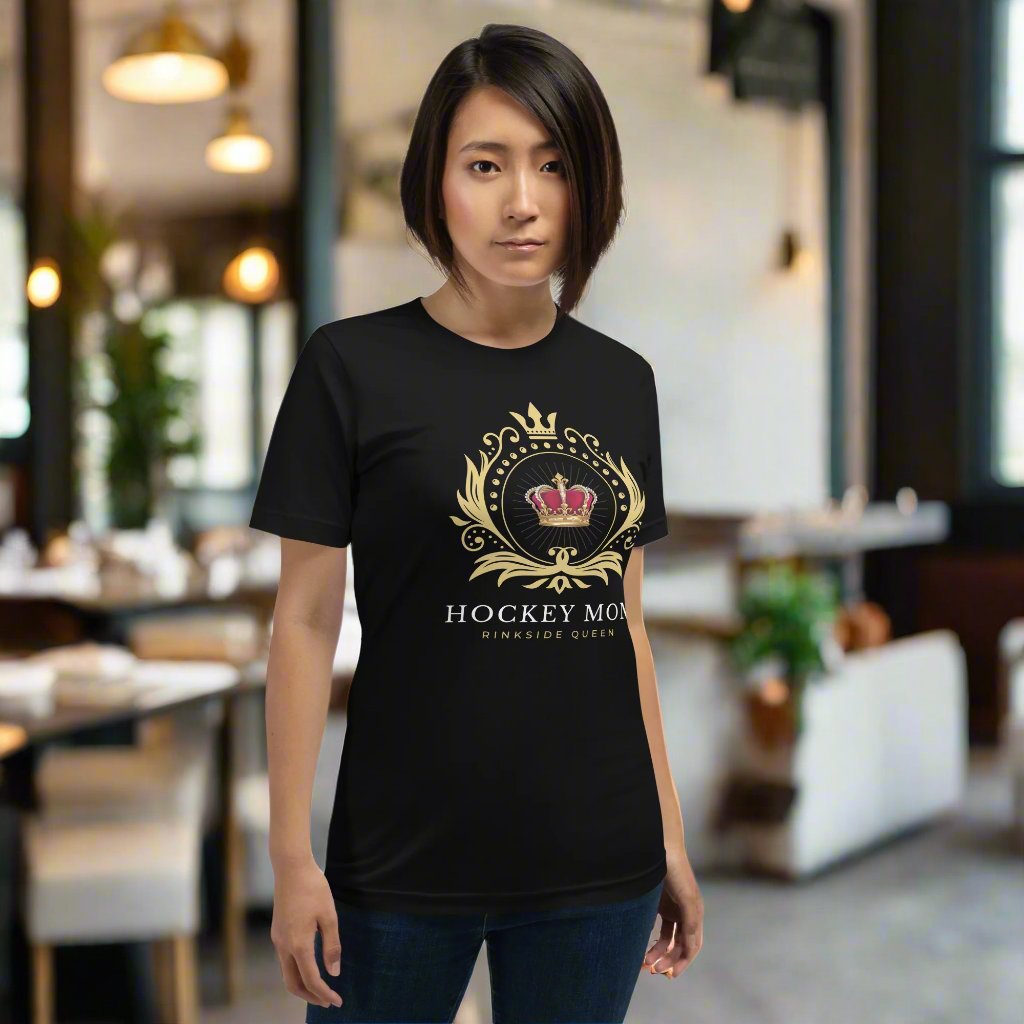 Rinkside Queen t-shirt - GoBoi Store - Step into the spotlight with our Rinkside Queen collection – a tribute to the indomitable spirit of hockey moms everywhere. Everyone needs the perfect t-shirt to complement an everyday, laid-back look. The ideal top for so many occasions, this lightweight cotton tee will keep you comfy and looking smart.