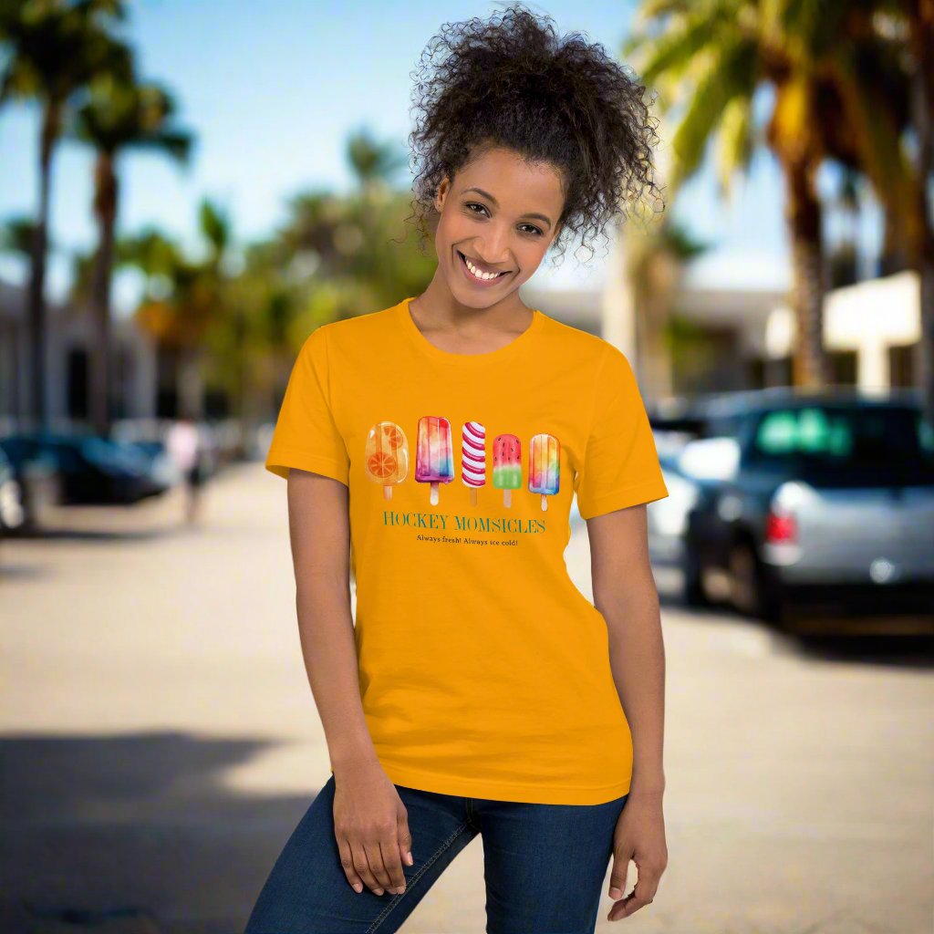Hockey Momsicles t-shirt - GoBoi Store - Raise your gloves in admiration to Hockey Momsicles – the super cute and cool leaders of the frozen domain! We’re gonna make you an offer you can’t refuse: the best 100% cotton tee you’ve ever tried. Pre-shrunk fabric? Check. Side-seamed construction? Check. Best fit ever? Double check.