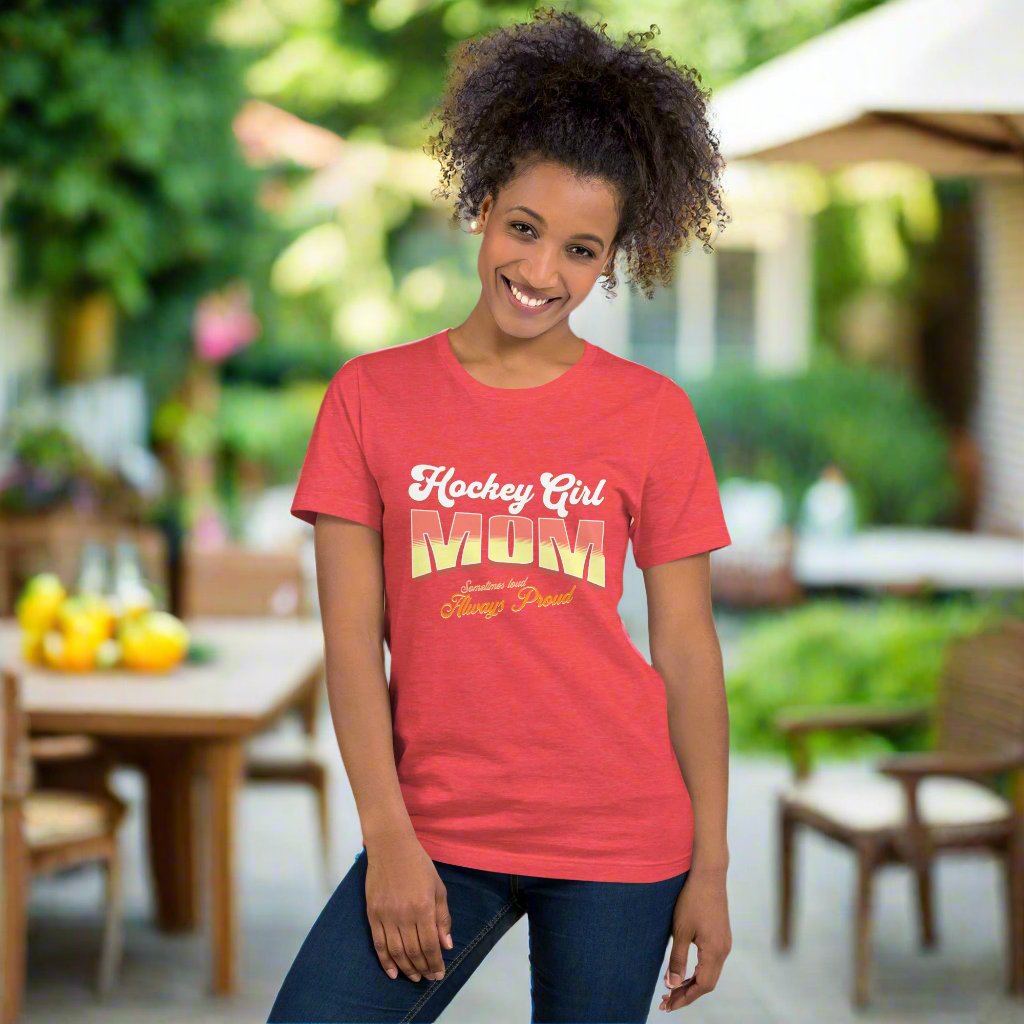 Hockey Girl Mom tee - GoBoi Store - For the proud mama who brings all the flavor to the rink. With delicious colors and a style that’s as vibrant as her spirit, this tee celebrates every goal and every moment! We’re gonna make you an offer you can’t refuse: the best 100% cotton tee you’ve ever tried. Pre-shrunk fabric? Check. Side-seamed construction? Check. Best fit ever? Double check.