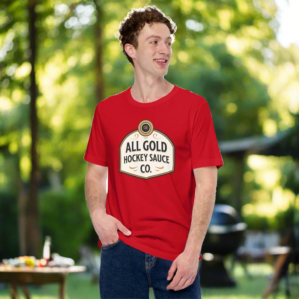 Hockey Sauce tee - GoBoi Store - Get ready to spice up game day! A hockey tee bursting with colorful and delicious flair. A little flavor makes every hockey moment better! We’re gonna make you an offer you can’t refuse: the best 100% cotton tee you’ve ever tried. Pre-shrunk fabric? Check. Side-seamed construction? Check. Best fit ever? Double check.