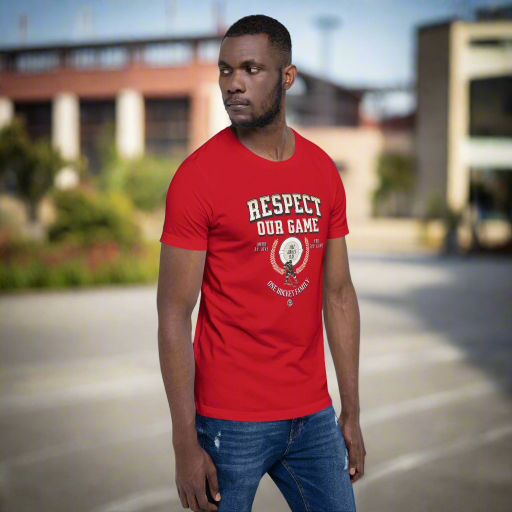 Respect Our Game tee - GoBoi Store - Show your love for the sport with this powerful statement tee! It’s a reminder to respect the game and all who play it, even when the competition gets fierce. This t-shirt is everything you've dreamed of and more. It feels soft and lightweight, with the right amount of stretch. It's comfortable and flattering for all.