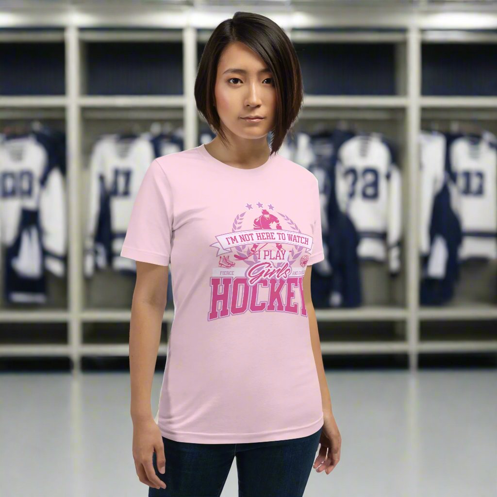 Girls Hockey tee - GoBoi Store -  Not on the sidelines—she’s here to play. And oh boy, she plays with heart on fire ❤️🔥 T-shirts are a dime a dozen, but this one stands out from the pack. It’s super soft, breathable, and has just the right amount of stretch. Need we say more?