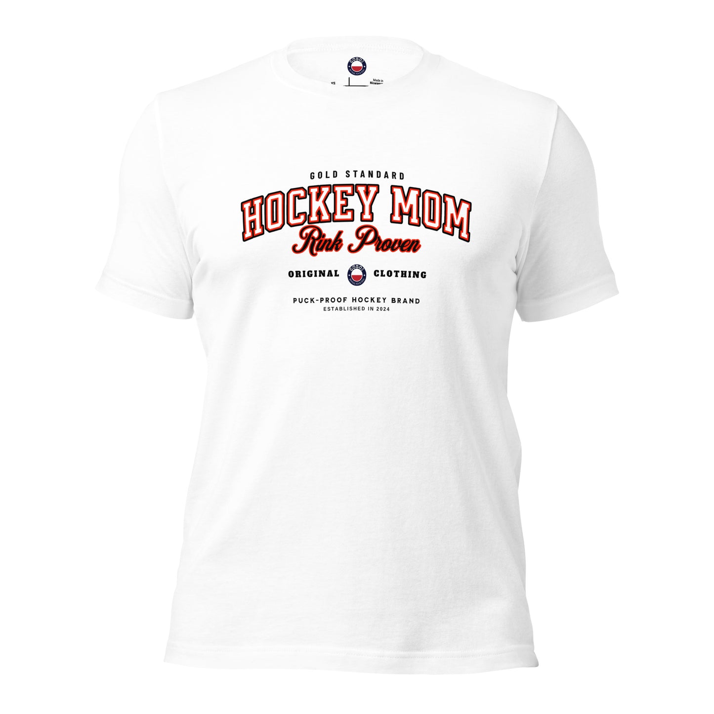 Rink Proven Hockey Mom tee - GoBoi Store - For the moms who’ve seen it all—early mornings, rink-side cheers, and endless gear hauls. This classic varsity-style tee shows you’re not just any hockey mom; you’re rink proven. Wear it with pride Everyone needs the perfect t-shirt to complement an everyday, laid-back look. The ideal top for so many occasions, this lightweight cotton tee will keep you comfy and looking smart.