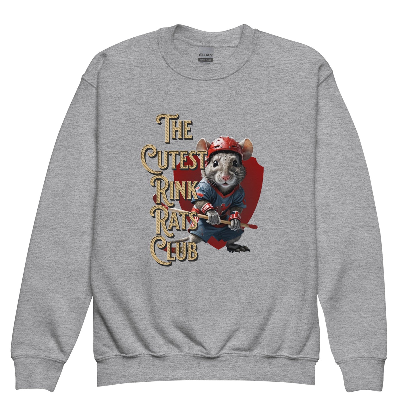 Cutest Rink Rat Club youth sweatshirt - GoBoi Store - Cozy and cool, this youth crewneck sweatshirt is designed for every adventure. Made from soft fleece fabric, it’s easy to wear and hassle-free to wash. Whether headed out or snuggled up on the couch, the younger crowd will love the look and feel of this sweatshirt.