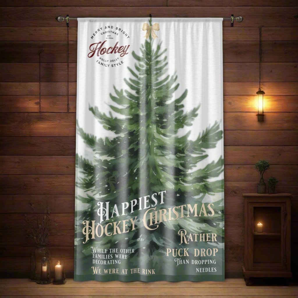 Hockey Christmas Window Curtain