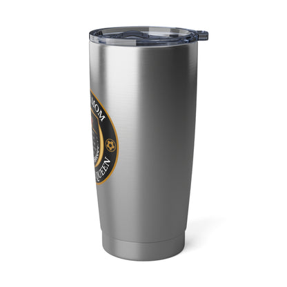 Sideline Queen tumbler - GoBoi Store -  Bow down to the majestic presence of Soccer Moms, the true queens of the sidelines. With grace, elegance, and an unwavering passion for the game, these remarkable women reign supreme in the realm of soccer. Double wall insulation Material: Stainless steel Fits perfectly in car cup holder Spill-resistant sliding lid with a rubber gasket to prevent leaks