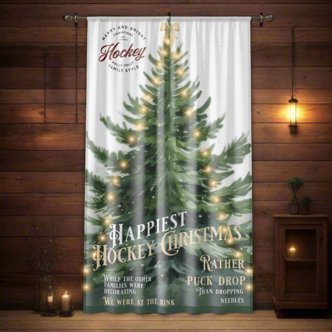 Hockey Christmas Window Curtain