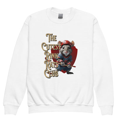 Cutest Rink Rat Club youth sweatshirt - GoBoi Store -  Cozy and cool, this youth crewneck sweatshirt is designed for every adventure. Made from soft fleece fabric, it’s easy to wear and hassle-free to wash. Whether headed out or snuggled up on the couch, the younger crowd will love the look and feel of this sweatshirt.